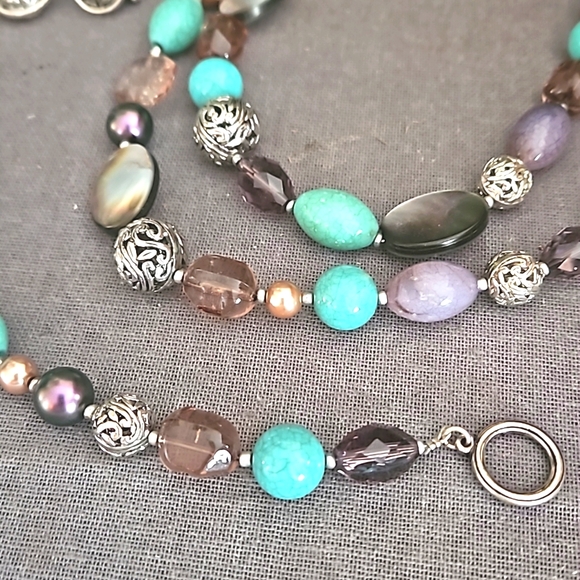 Premier Designs set Necklace, bracelet & earrings beautiful! Silver, turquoise - Picture 6 of 9